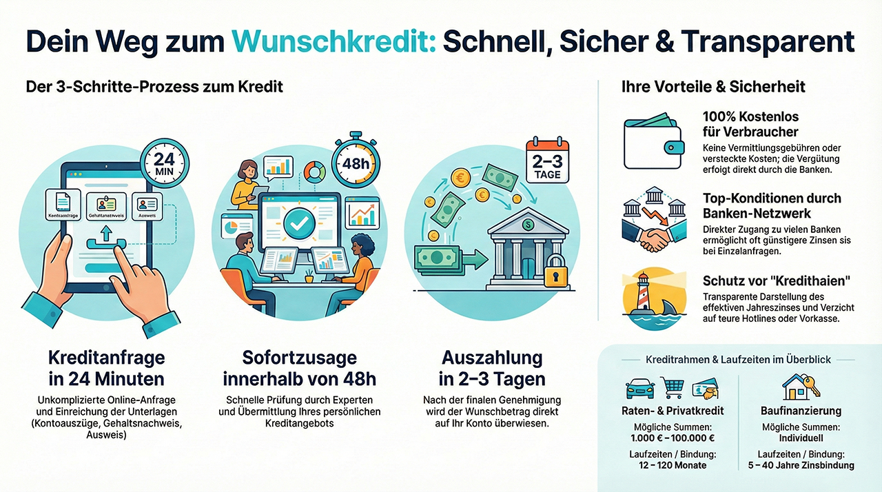 Dein Weg zum Wunschkredit - Infografik